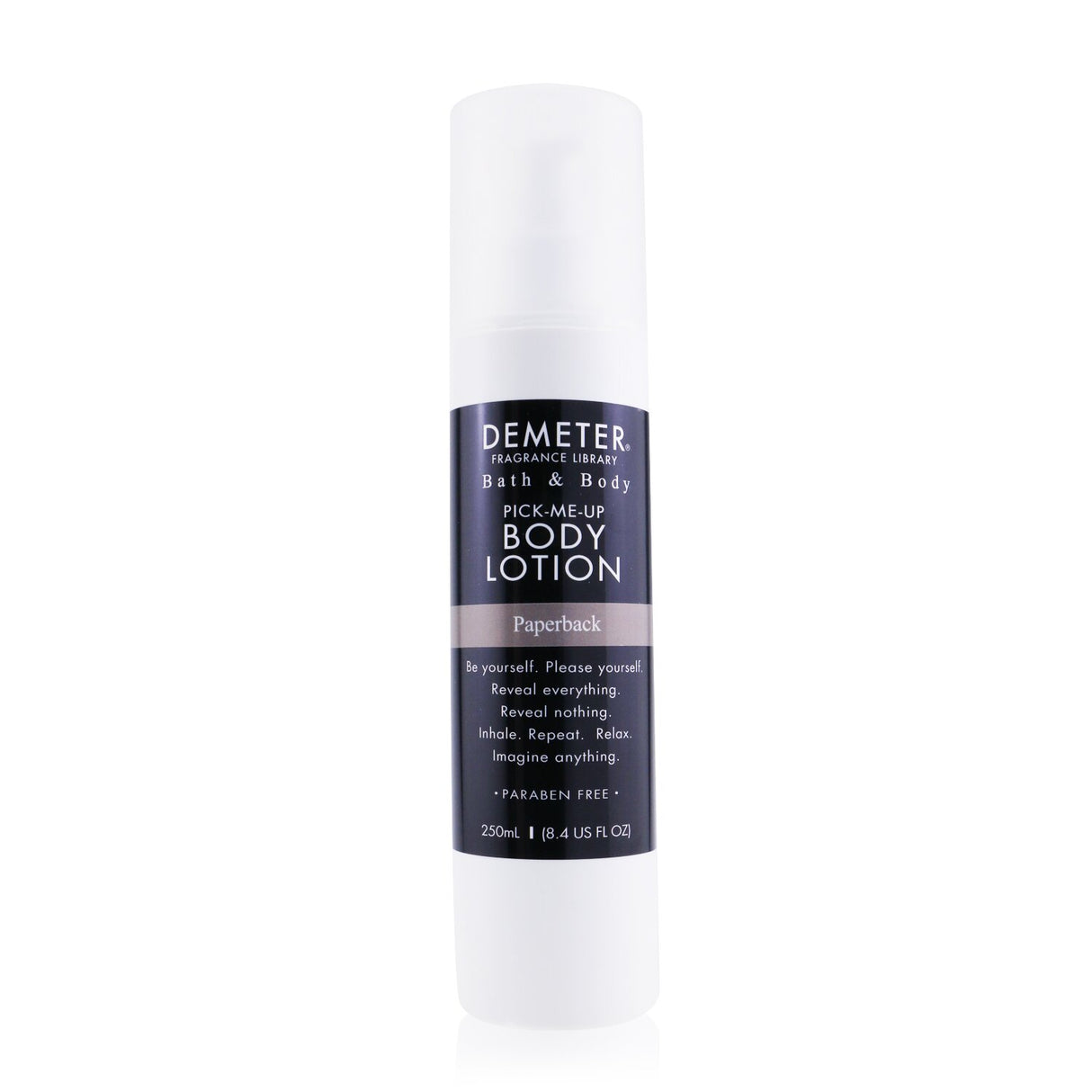 Demeter Paperback Body Lotion 250ml: lightweight, non-greasy moisturizer with shea butter and vitamins for radiant, healthy skin.