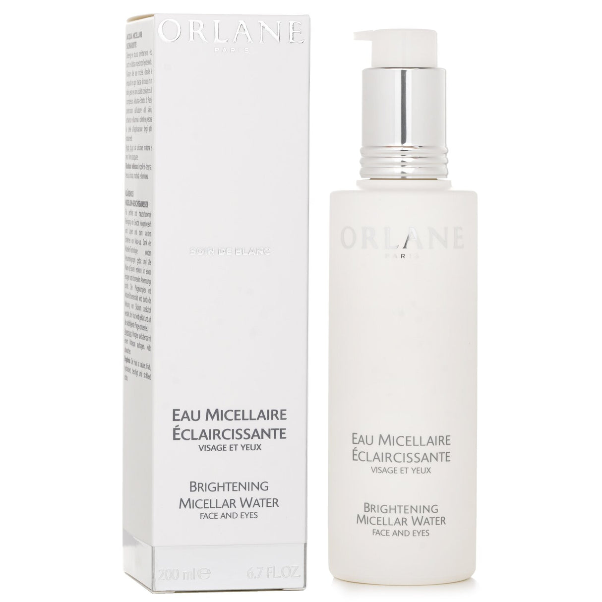 Orlane Soin De Blanc Brightening Micellar Water in 200ml for gentle makeup removal and radiant, even-toned skin.