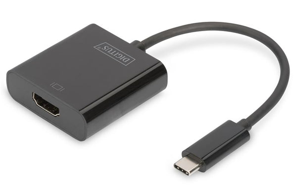 Digitus USB Type-C to HDMI adapter cable, 0.15m, supports 4K/30Hz, compact for portable connectivity to monitors and TVs.