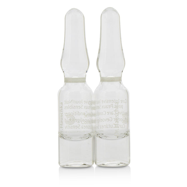 Dr. Hauschka Sensitive Care Conditioner ampules for sensitive skin with calming botanicals and gemstone extracts, soothing redness and irritation.