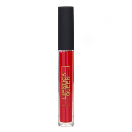 Lipstick Queen's #Anger lip gloss in fiery red coral offers intense shine, hydration, and a bold, comfortable wear.