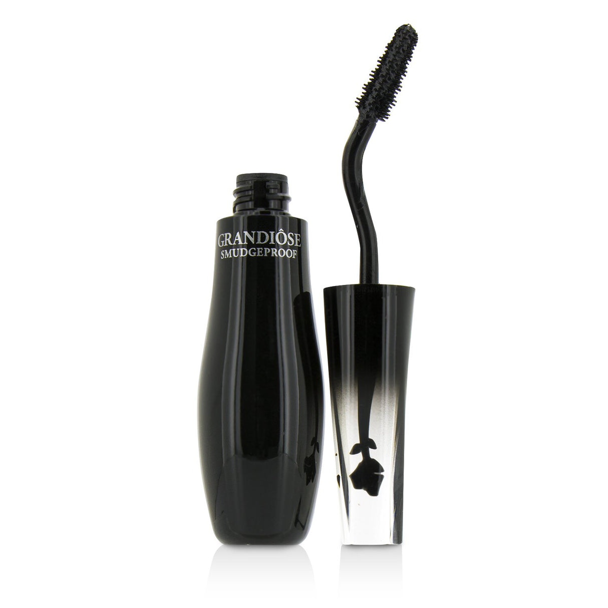 Lancôme Grandiose Mascara features a unique Swan-Neck wand for fanned-out, smudge-proof lashes in rich Noir Mirifique.