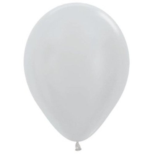 Sempertex 30cm Satin Pearl Silver Latex Balloons - Pack of 50