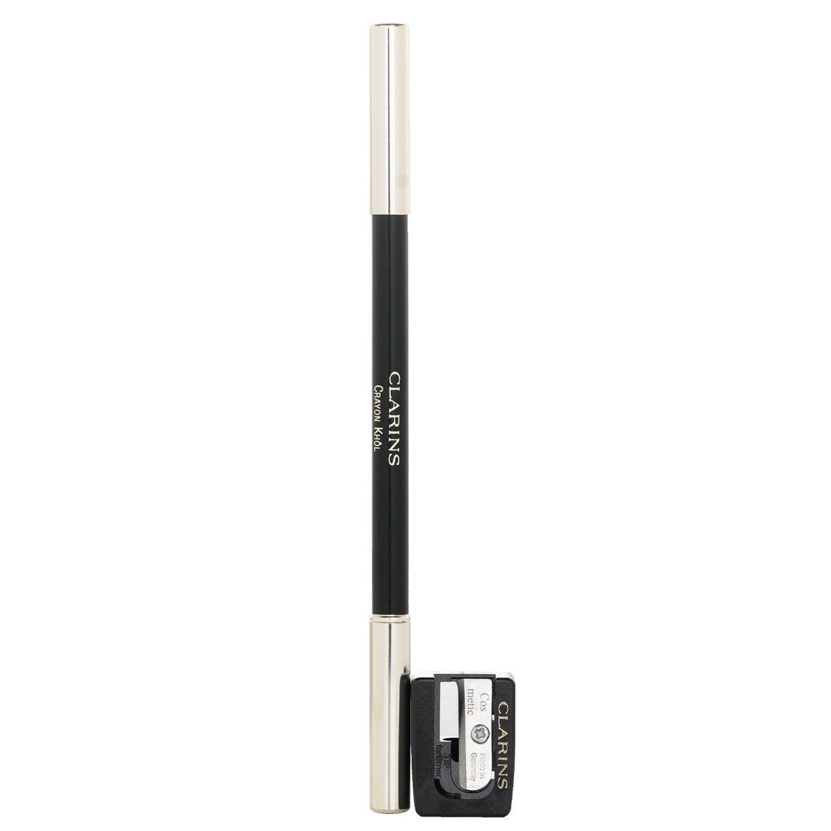 Dual-ended Clarins Long Lasting Eye Pencil in Carbon Black, featuring kohl crayon and blending brush for versatile eye looks.