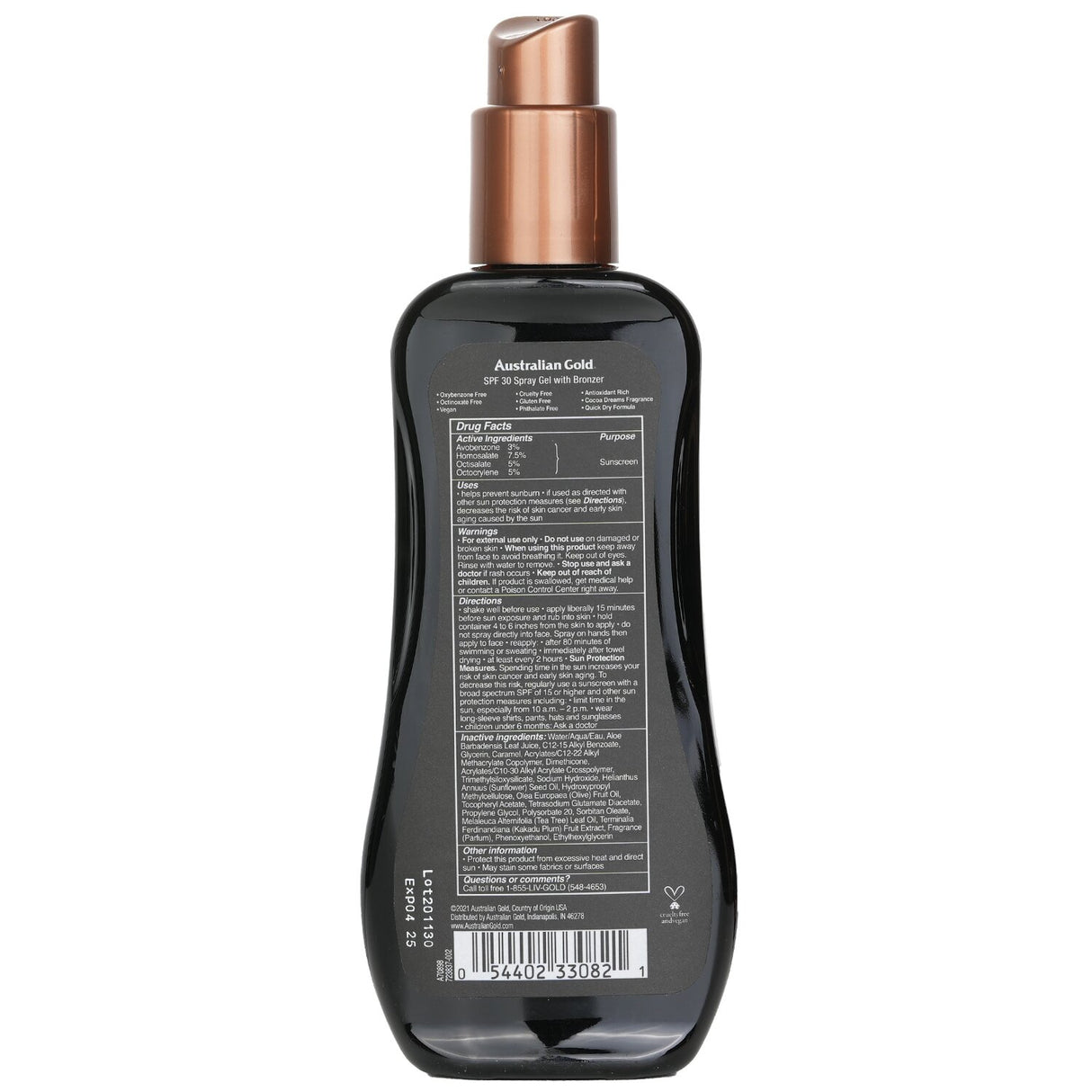 Australian Gold - Spray Gel Sunscreen SPF 30 with Instant Bronzer  - 237ml/8oz