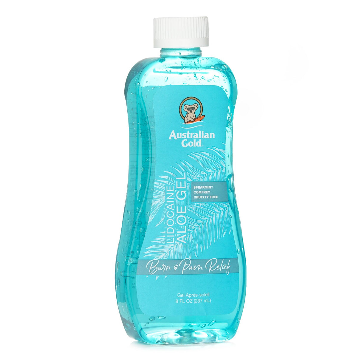 Aloe Freeze Gel with Lidocaine in a 237ml bottle, providing soothing relief for sunburn and skin irritations.