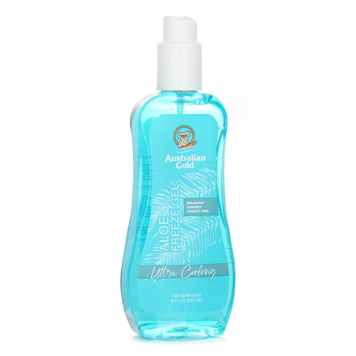 Australian Gold Aloe Freeze Spray Gel with Comfrey and Spearmint, 237ml, offers soothing relief for sunburn and moisturizes skin.