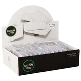 Dixon name tag holder box with 50 clear, silver holders, designed for easy ID badge display at events.