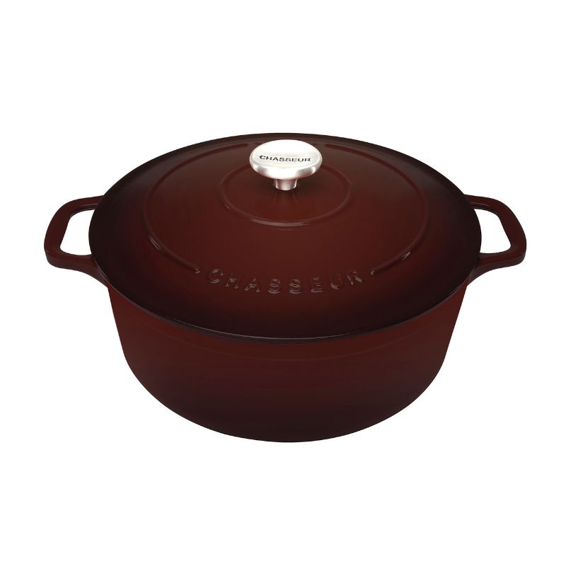 CHASSEUR - Round French Oven 28cm/6.1 Litre, Cast Iron, Chocolat