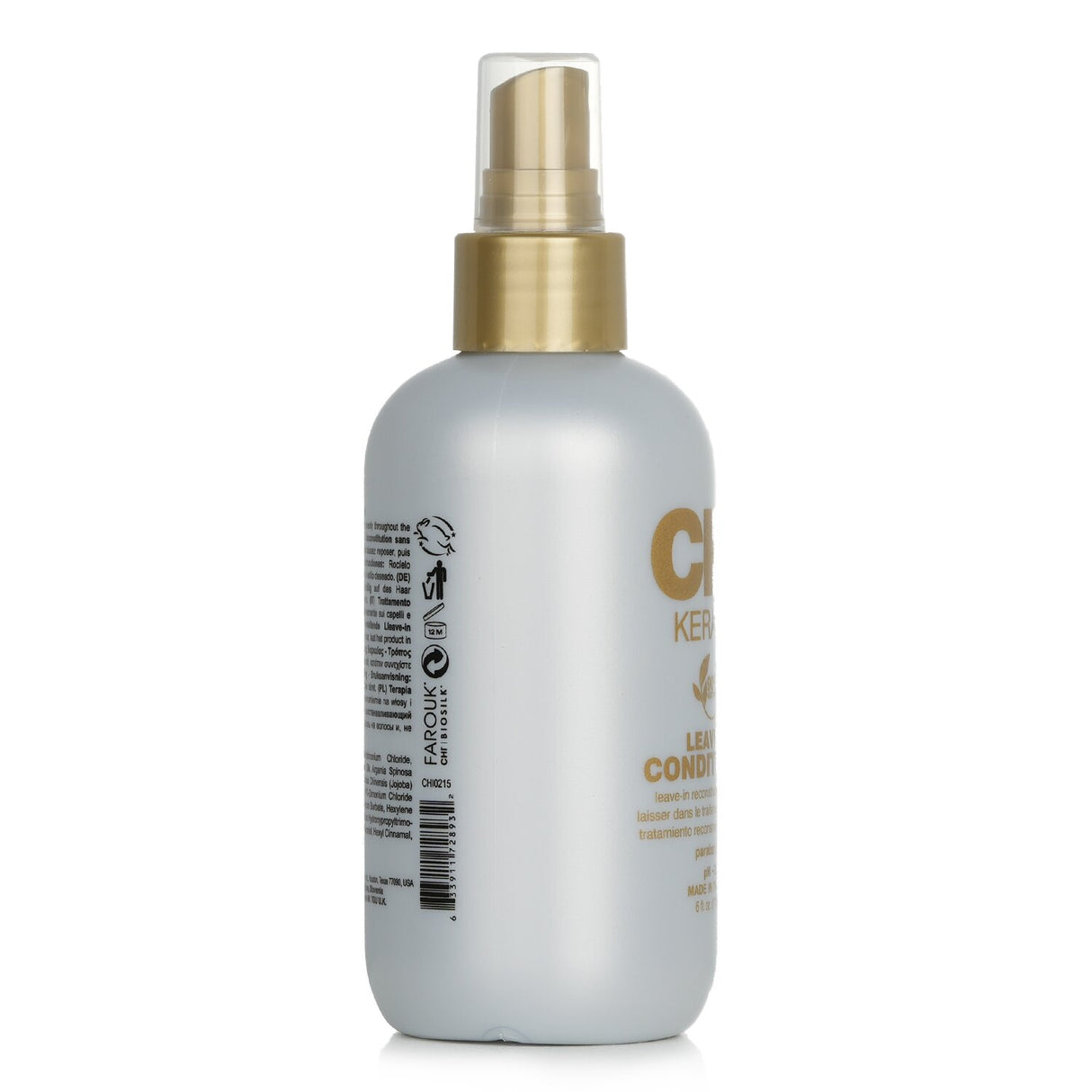 CHI Keratin Leave-In Conditioner in a 177ml bottle, ideal for strengthening hair, reducing breakage, and enhancing shine.