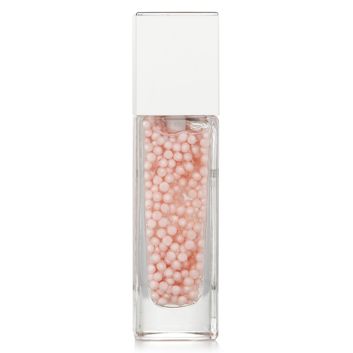 Gel makeup base with rosy pearls for brightening dull skin, camouflaging imperfections, and providing a matte finish.