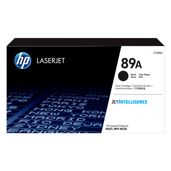 HP 89A Black Toner Cartridge for professional-quality printing, yields up to 5,000 pages, compatible with M507 and M528 printers.