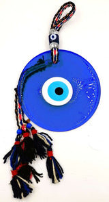 Handcrafted 18cm Turkish glass evil eye wall hanging, a vibrant talisman for protection and stunning decor piece.