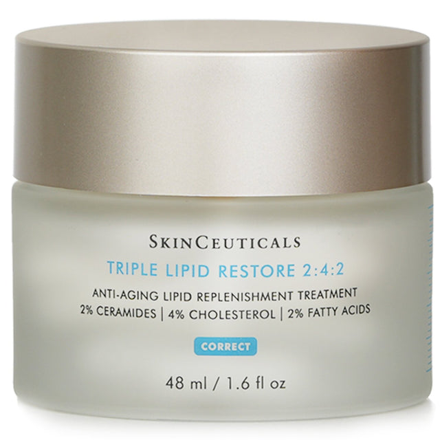 SkinCeuticals Triple Lipid Restore cream in a 48ml jar, designed to hydrate and rejuvenate skin with essential lipids.