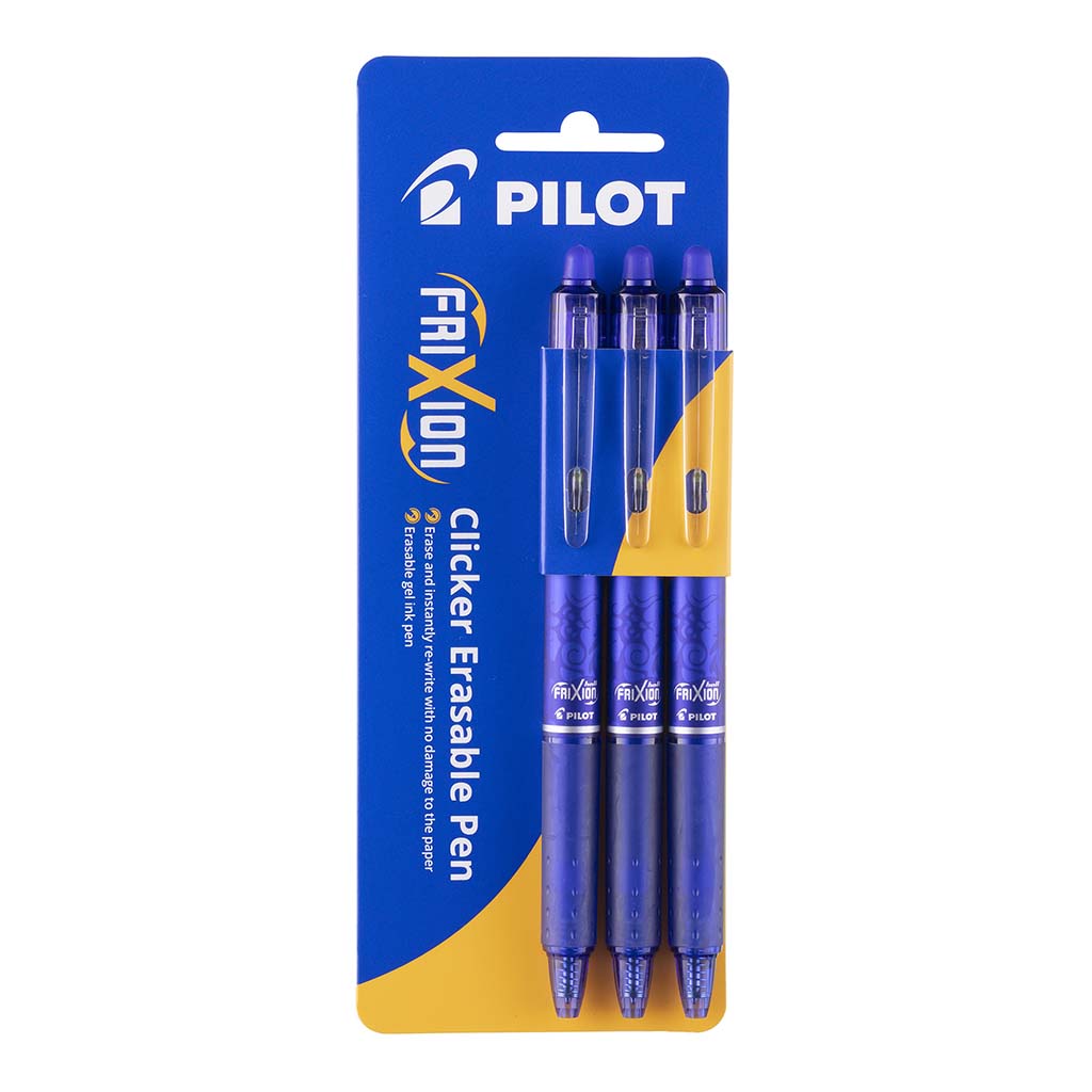 Pilot Frixion Clicker Erasable Fine Blue, Pack of 3 HS