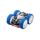 Remote-controlled Mini Flip Neo car for kids, featuring a unique two-sided design and USB-C rechargeable battery.