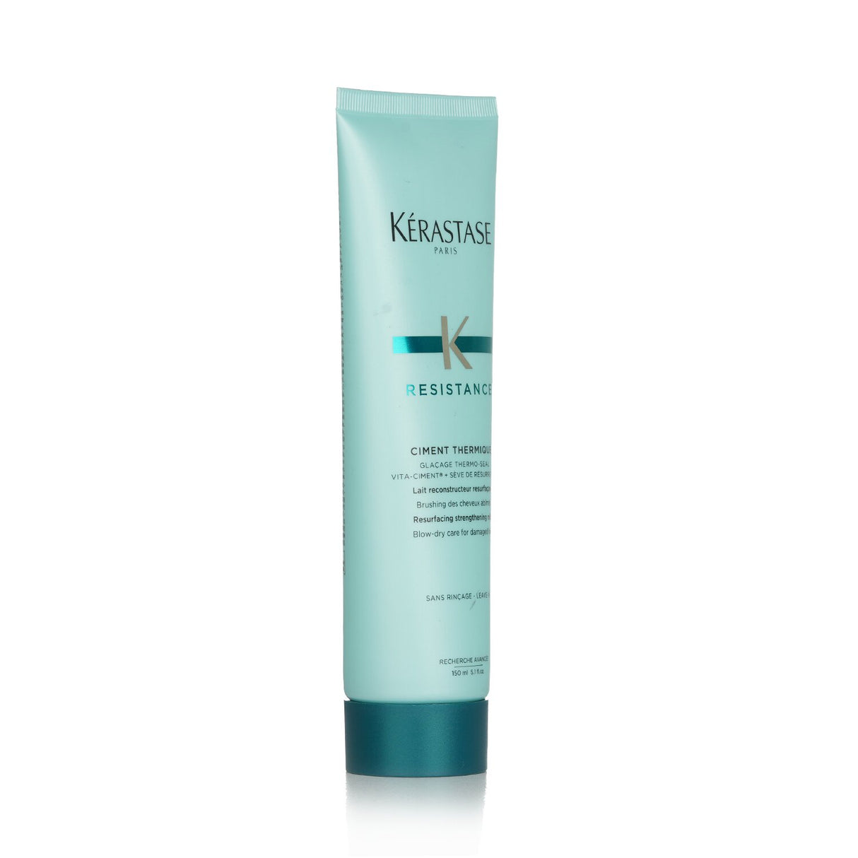 Kerastase Resistance Ciment Thermique strengthens and protects damaged hair during blow-drying, leaving it soft, shiny, and healthy.