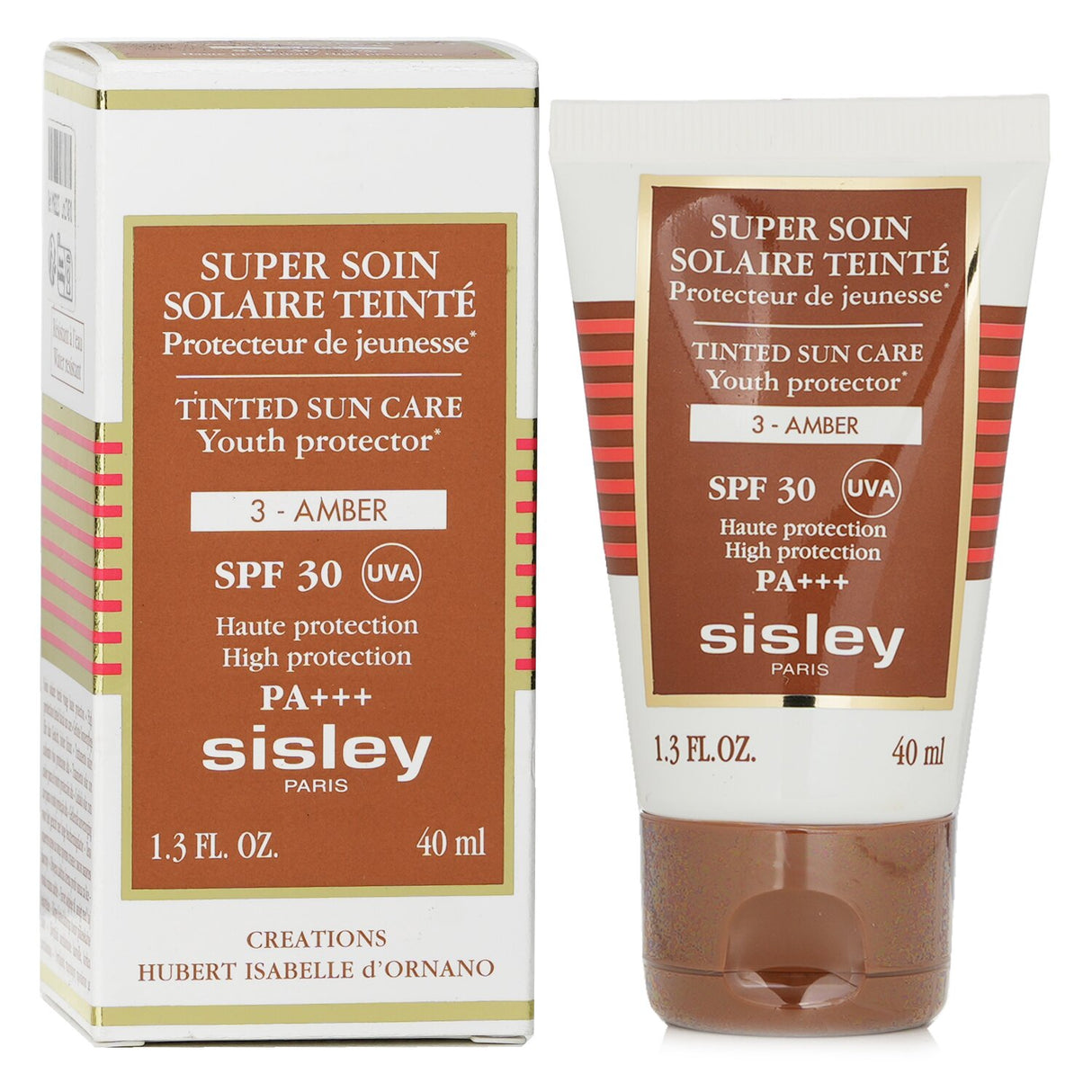 Tinted facial cream with SPF 30, nourishes while providing sun protection, ideal for warm amber skin tones.