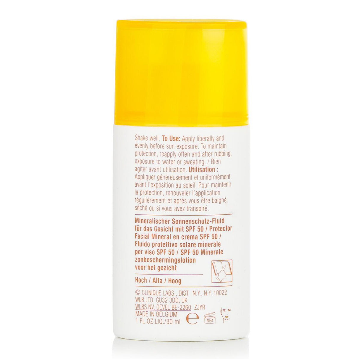 Clinique Mineral Sunscreen Fluid SPF 50, lightweight and oil-free, offers gentle, 100% mineral protection for sensitive facial skin.