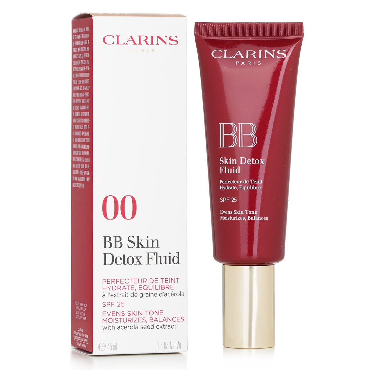 Clarins BB Skin Detox Fluid SPF 25 in #00 Fair provides lightweight hydration, UV protection, and a radiant, flawless complexion.