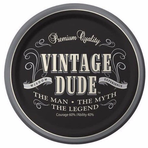 Vintage Dude Dinner Plates pack of 8, stylish paper plates with a nostalgic design, ideal for any occasion and easy cleanup.