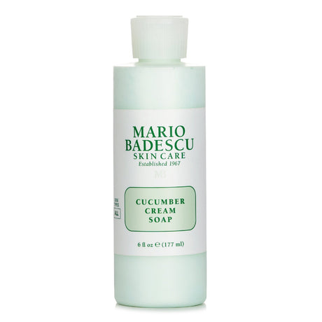 Mario Badescu Cucumber Cream Soap in a 177ml bottle, a soothing cleanser for all skin types with cucumber extract for refreshing care.