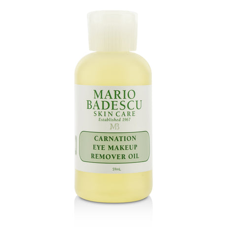 Gentle Mario Badescu Carnation Eye Make-Up Remover Oil effectively removes waterproof makeup, nourishing delicate eye area.