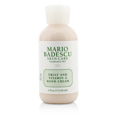Hydrating Mario Badescu hand cream with Vitamin A, E oils, and citrus extracts for softer, rejuvenated hands.