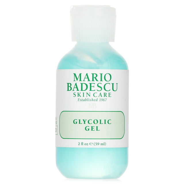 Mario Badescu Glycolic Gel in 59ml, a lightweight treatment for oily skin, unclogs pores and refines texture with glycolic acid.