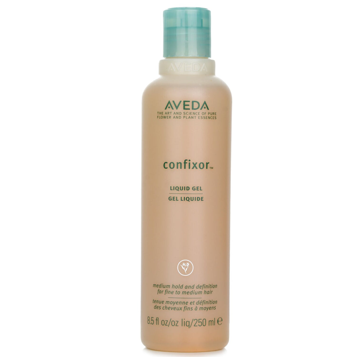 Aveda Confixor Liquid Gel in a 250ml bottle, offering medium hold and conditioning for fine to medium hair styles.