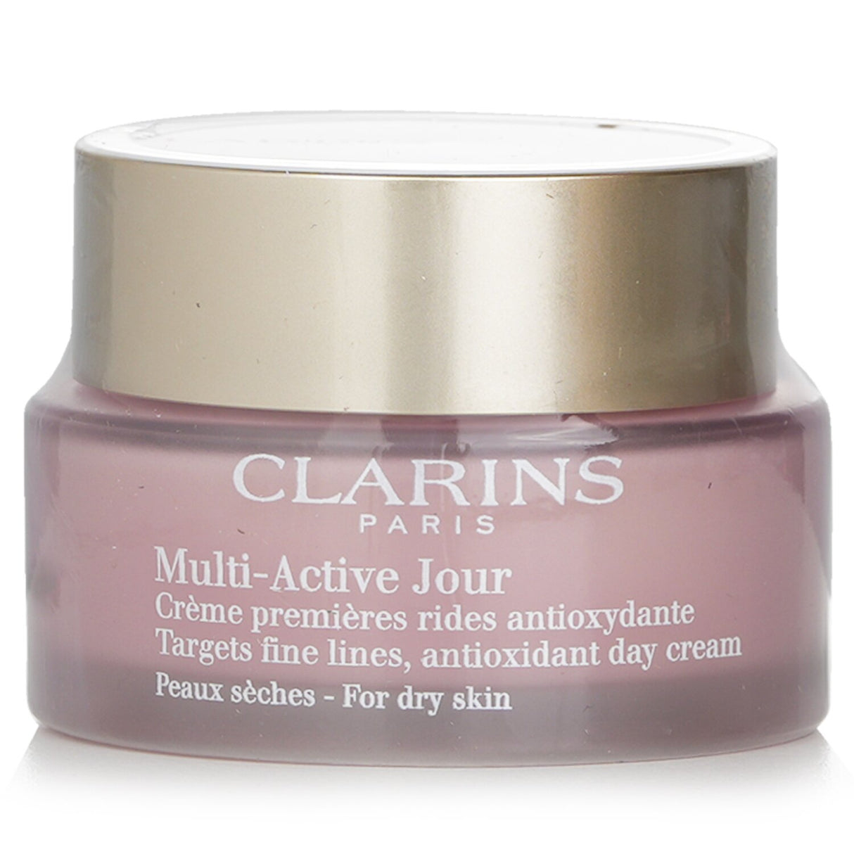 Clarins Multi-Active Day Cream for dry skin, enriched with antioxidants to reduce fine lines and enhance youthful radiance.