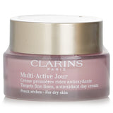 Clarins Multi-Active Day Cream for dry skin, enriched with antioxidants to reduce fine lines and enhance youthful radiance.