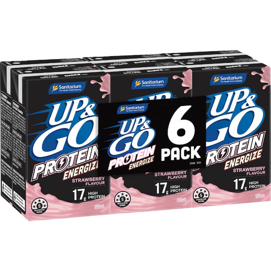 Sanitarium Up & Go Liquid Breakfast Strawberry Protein - 6 x 250mL