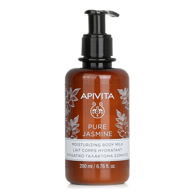 Luxurious Apivita Pure Jasmine Body Milk in a 200ml bottle, hydrating with soothing essential oils and natural ingredients.