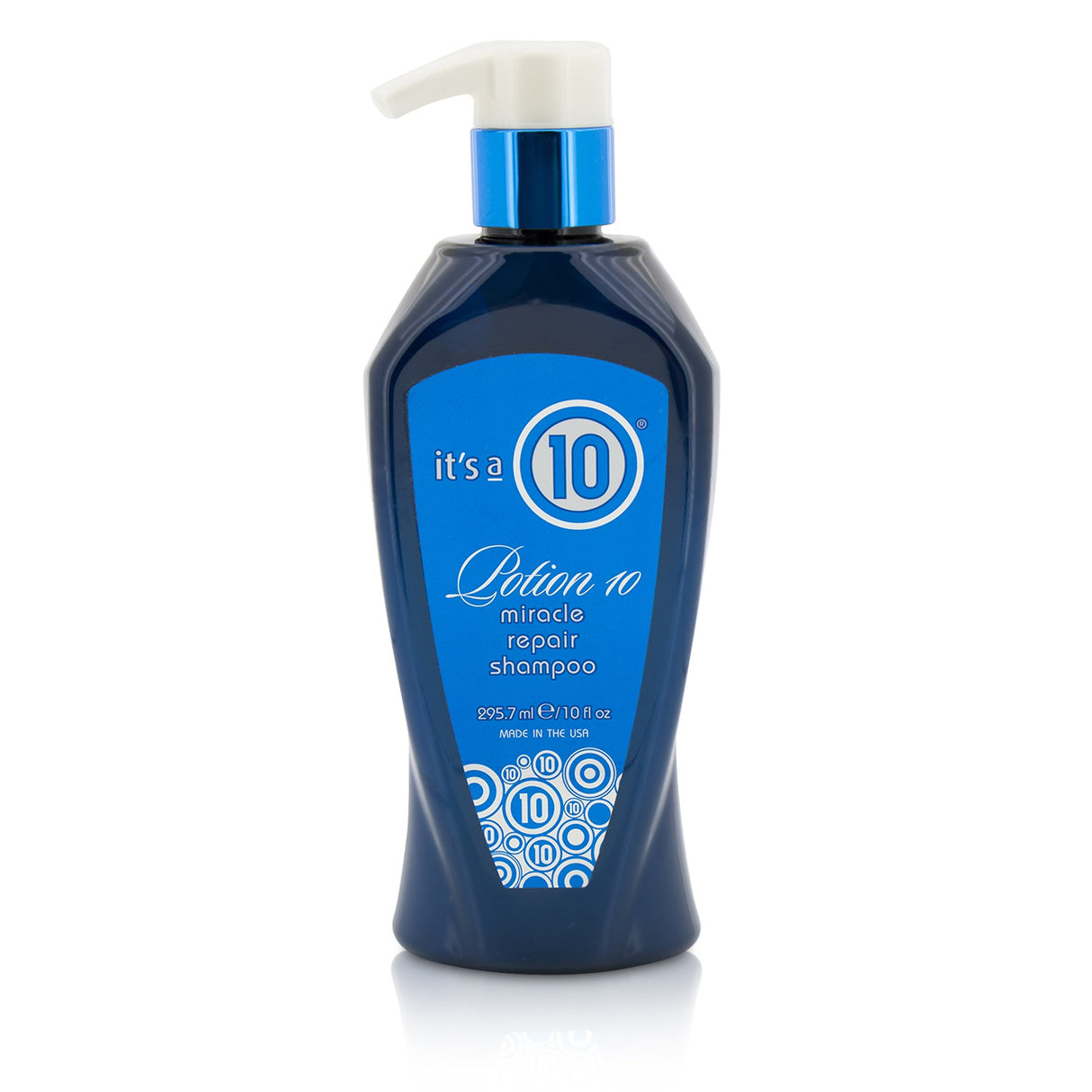 It's A 10 Potion 10 Miracle Repair Shampoo in a 295.7ml bottle, designed to restore and rejuvenate all hair types.