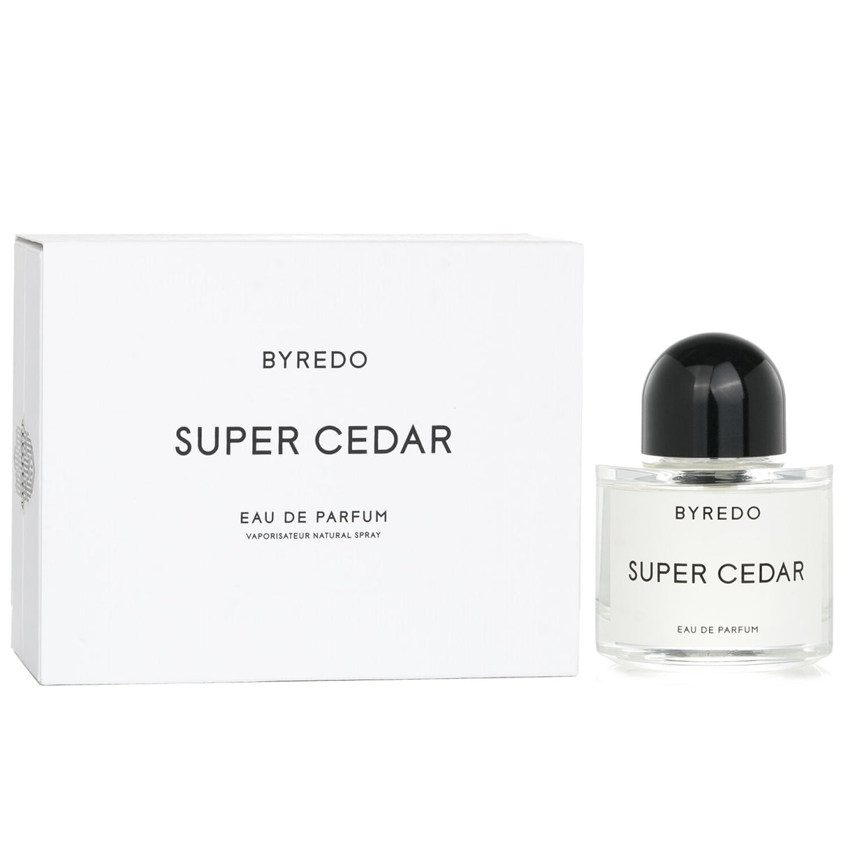 Byredo Super Cedar Eau De Parfum Spray 50ml, a luxurious unisex woody floral scent with rose, cedar, vetiver, and musk notes.