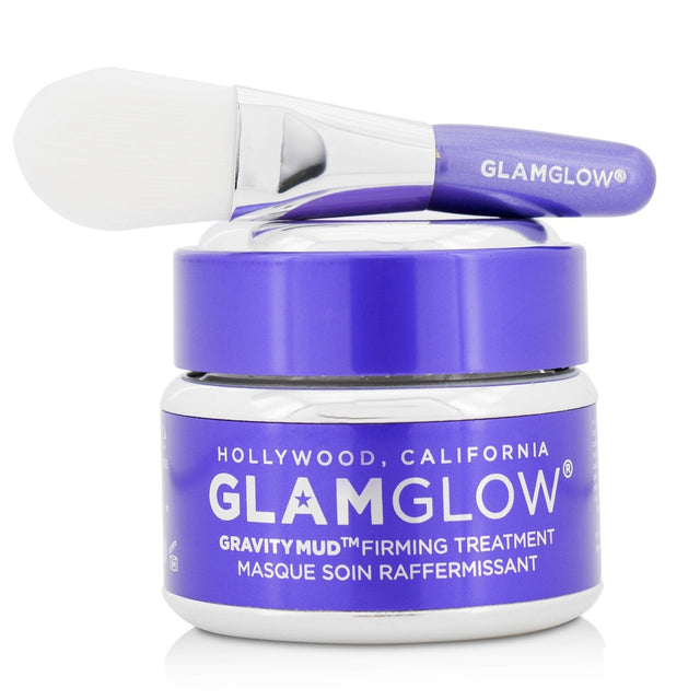 Glamglow GravityMud Firming Treatment 50g: a vibrant peel-off mask that firms skin, transforms to chrome, and enhances elasticity.