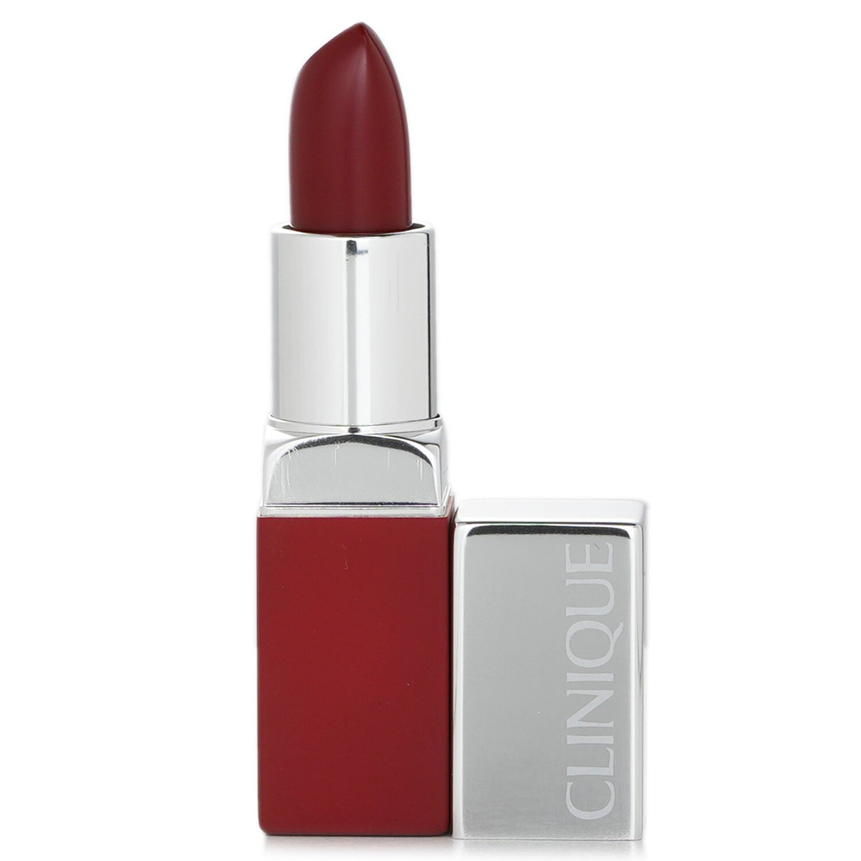 Clinique Pop Matte Lip Colour + Primer in #02 Icon Pop, a weightless lipstick with built-in primer for lasting, vibrant color.