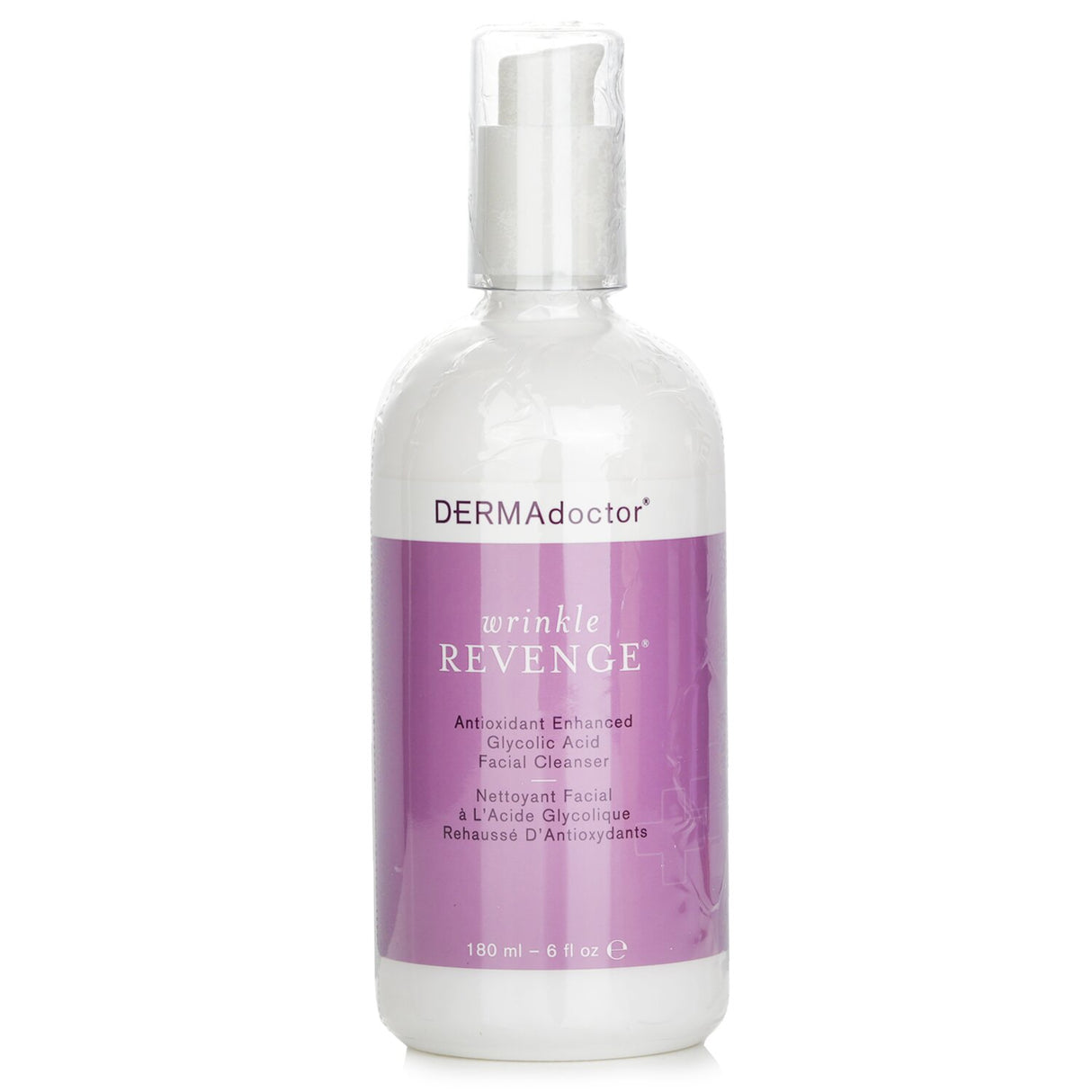 Luxurious anti-aging facial cleanser with glycolic acid, antioxidants; gently exfoliates for smoother, youthful skin.