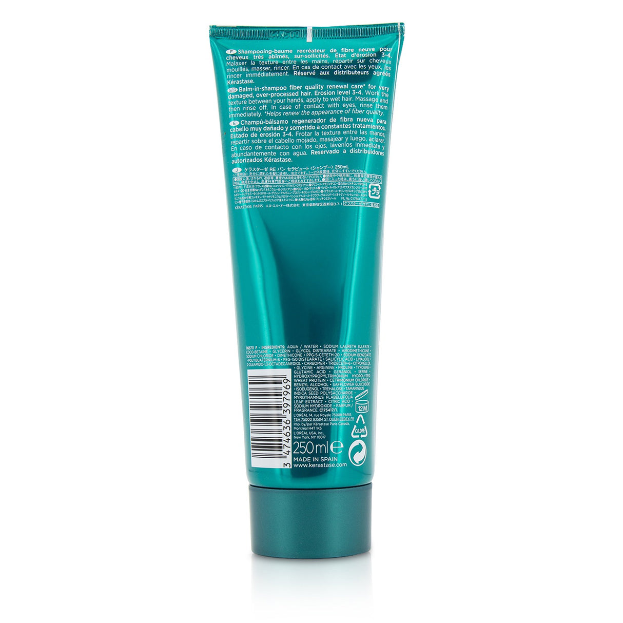 Kerastase Resistance Bain Therapiste shampoo revitalizes very damaged hair with a jelly-like formula for deep repair and renewal.