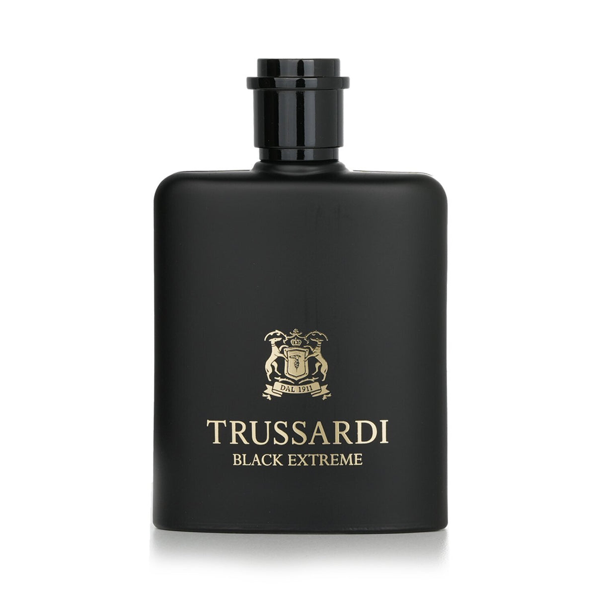 Trussardi Black Extreme Eau De Toilette Spray, 100ml, features a bold woody leather scent with notes of lemon, iris, and plum.