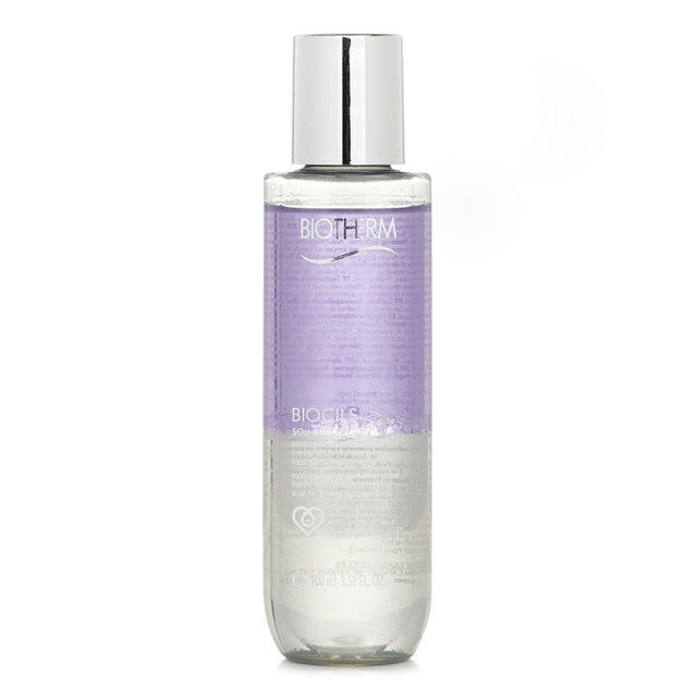 Gentle 100ml eye makeup remover by Biotherm, removing stubborn makeup while nourishing and reinforcing lashes.
