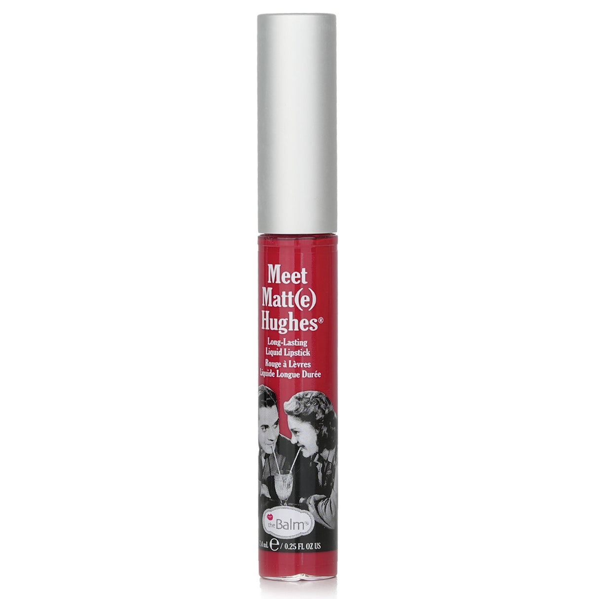 TheBalm Meet Matte Hughes Liquid Lipstick in 'Devoted', 7.4ml, offers long-lasting, matte color with a vanilla-mint flavor.