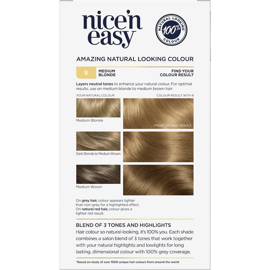 Clairol Nice N Easy Hair Colour Medium Blonde 8 - 1pack