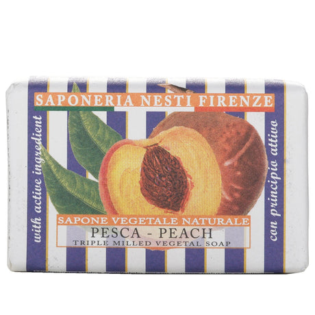 Luxurious Nesti Dante peach soap, 150g, offering gentle cleansing and hydration with a sweet, velvety scent inspired by Tuscany.