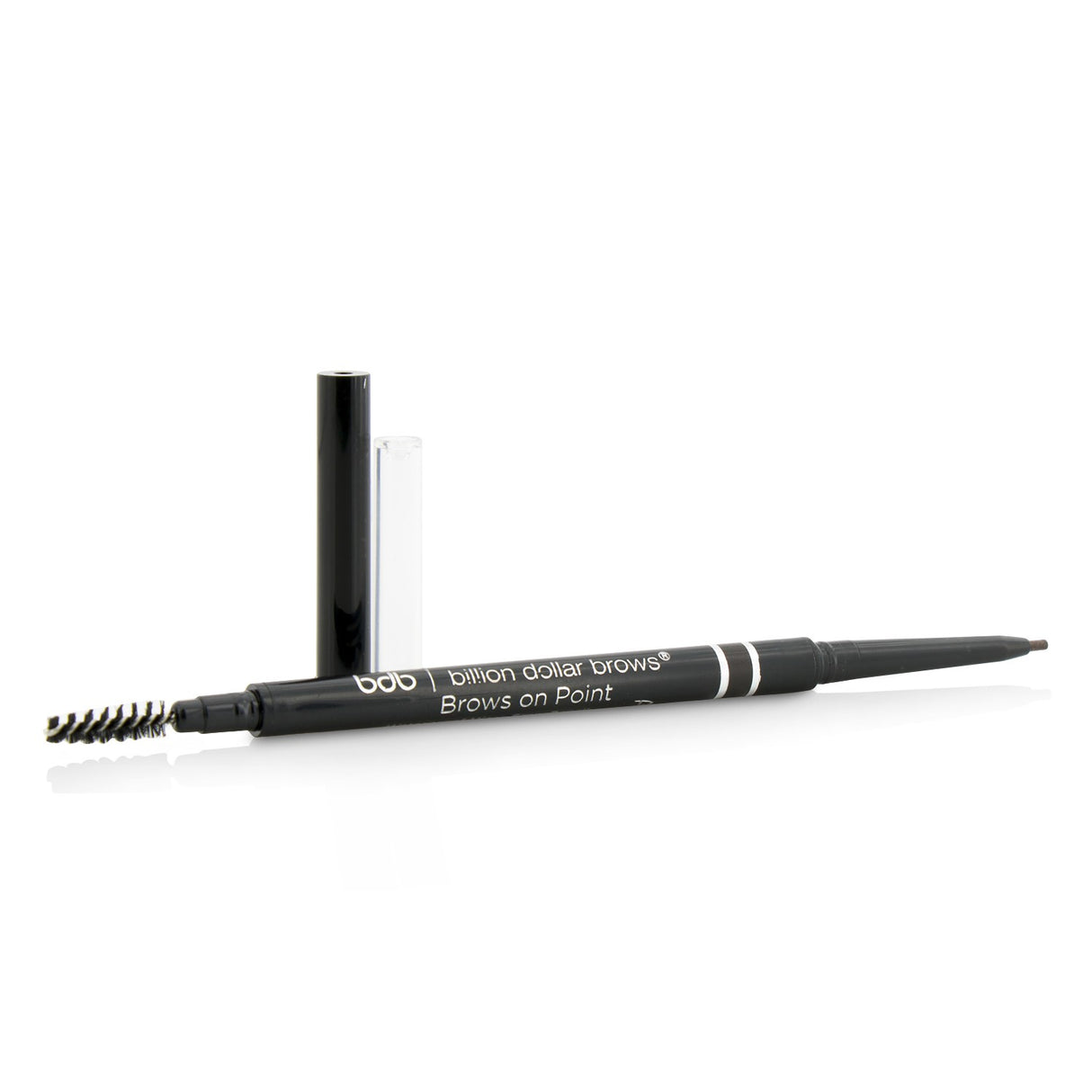 Billion Dollar Brows waterproof micro brow pencil in Raven, featuring a precision point for natural-looking, defined brows.