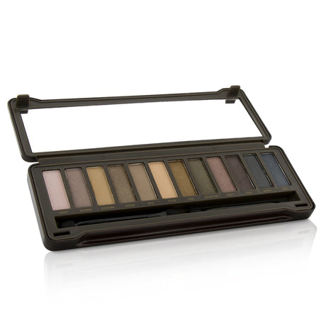 BYS Nude Eyeshadow Palette featuring 12 versatile shades in matte and metallic finishes, includes 2 applicators and mirror.