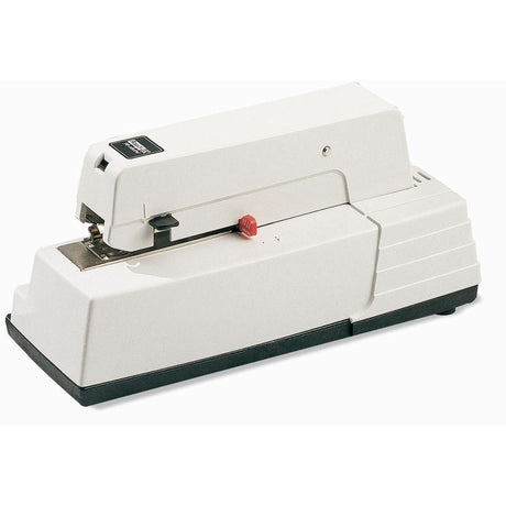 Compact electric stapler for 30 sheets, adjustable depth, fast operation, ideal for busy offices and versatile stapling options.