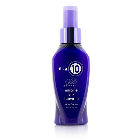 It's A 10 Silk Express Miracle Silk Leave-In 120ml, a deep conditioning spray for smooth, shiny, manageable hair with Hydrolyzed Silk.