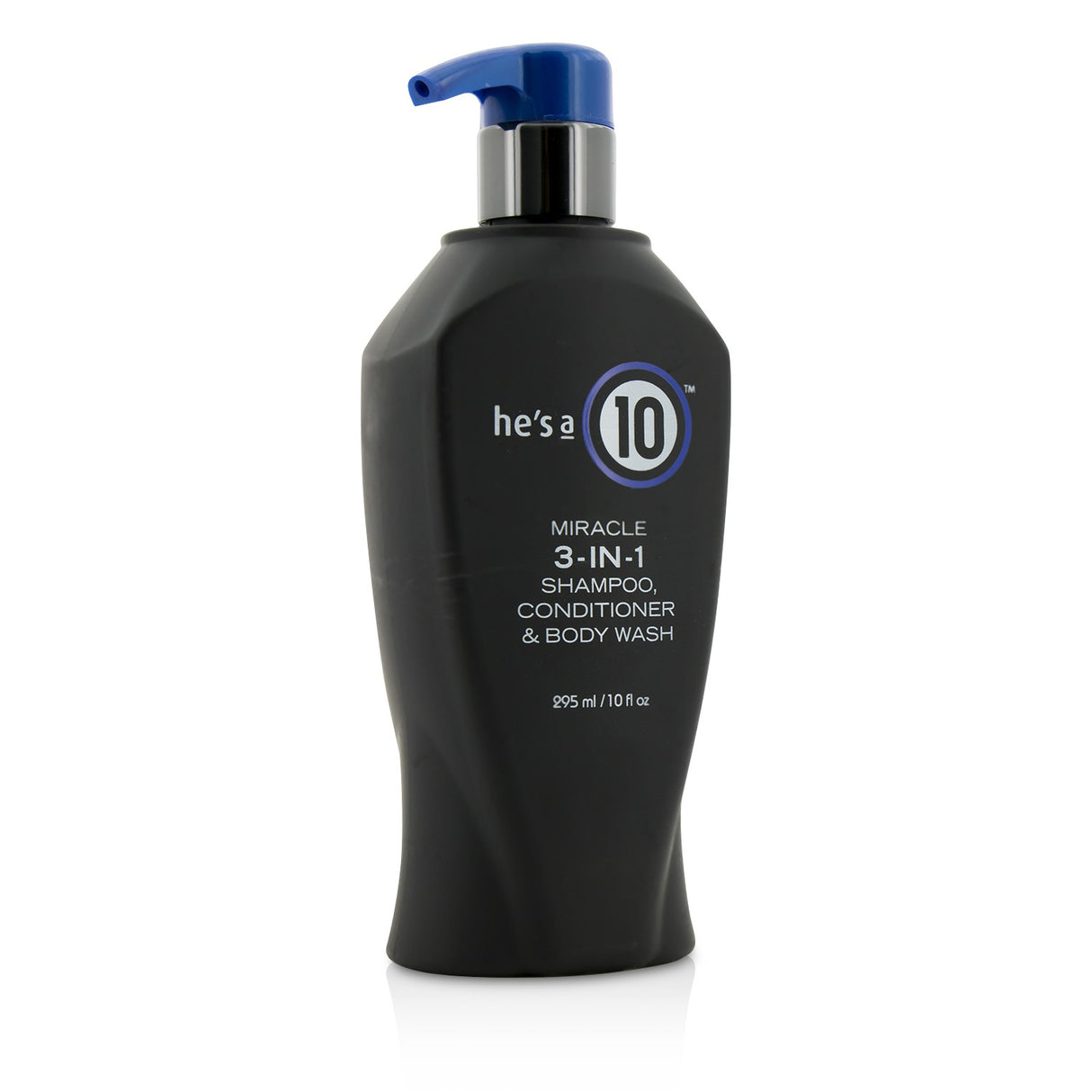 It's A 10 He's A 10 Miracle 3-In-1 Shampoo, Conditioner & Body Wash in a 295ml bottle, perfect for efficient hair and body care.